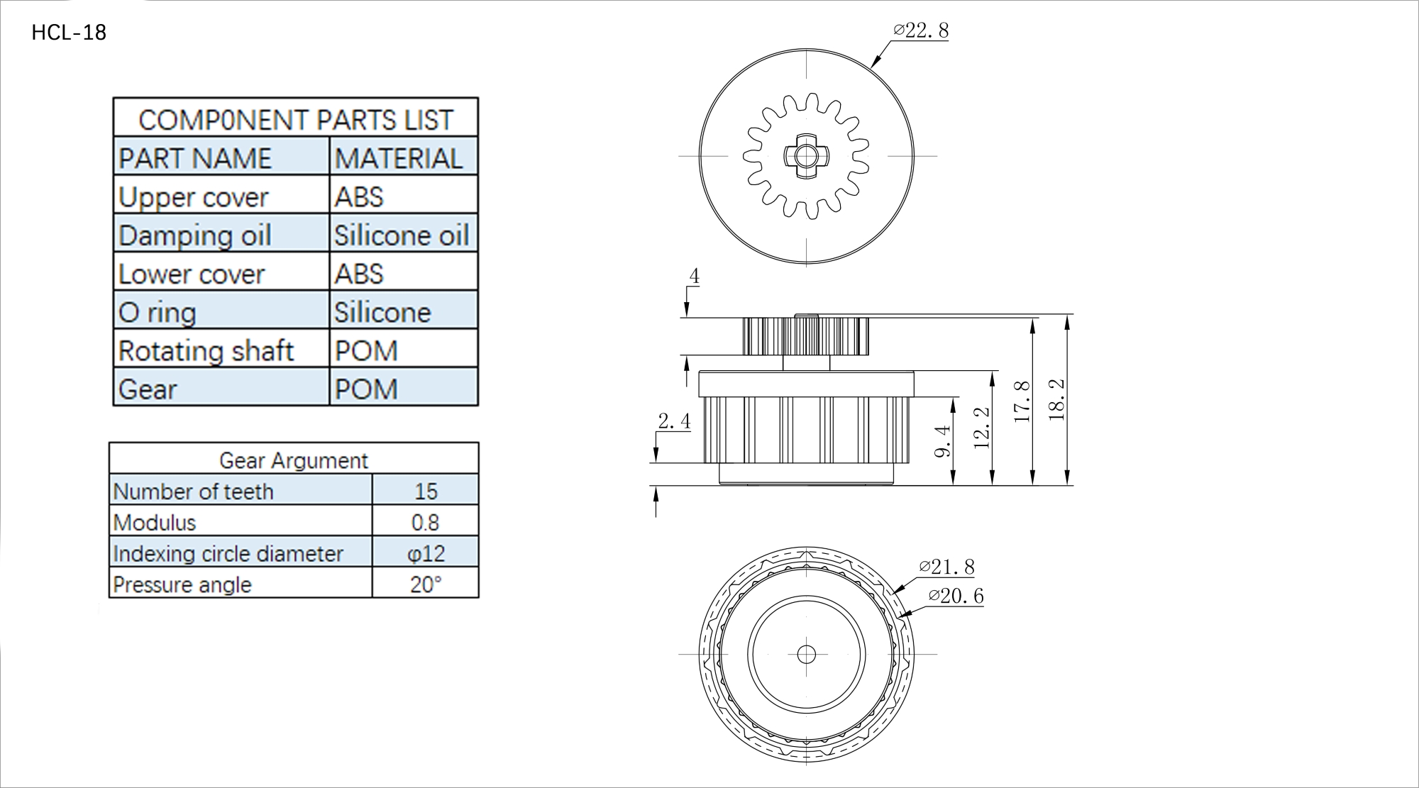 Gear/Rotary Damper HCL-18